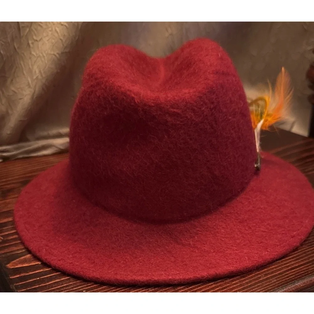 Mahara Wool Fedora Rancher Hat Feathers